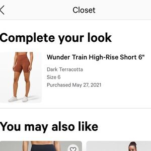 Lululemon Wunder Train High Rise 6in Shorts
